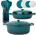 Larder & Vine 20 Piece Cookware Set (Bondi) | Dutch Oven, Utensil Set, Braiser, and Trivets