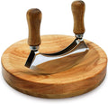 MEZZALUNA KNIFE AND CUTTING BOARD – Double Blade herb chopper ULU Knife with 8 inch Recessed Board Set– For Efficient Mincing Nuts n Veggies