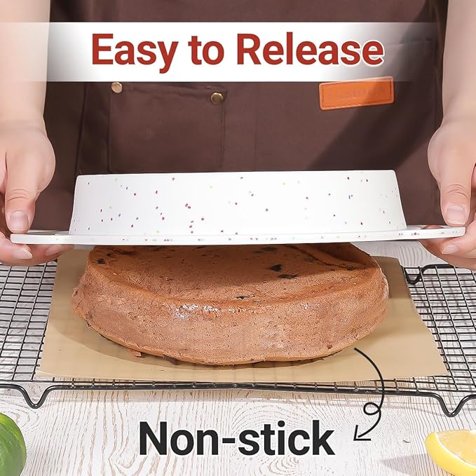 9 Inch Round Cake Pan, Metal Reinforced Frame Silicone Cake Mold for Baking with Handle Easy to Move Confetti