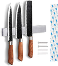 Enkrio 10 Inch Magnetic Knife Strip No Drilling - Upgraded Stainless Steel Magnetic Knife Holder for Wall with 3M Type, Magnet Knife Bar Rack for Kitchen Utensil & Tool organizer, Art Supply Accessory