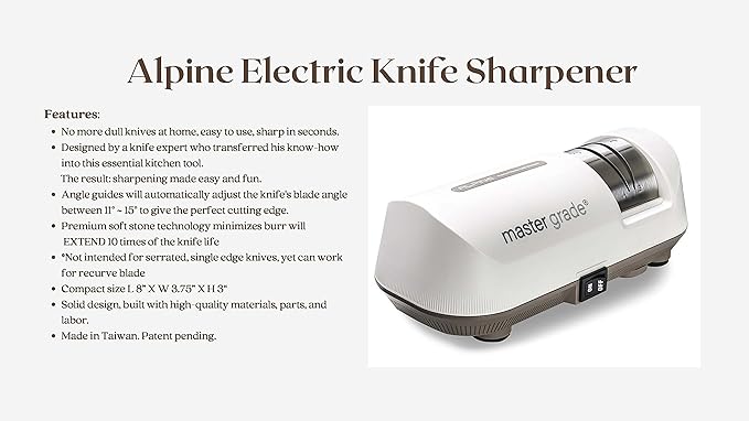 Alpine Electric Knife Sharpener, Knife Sharpeners for Kitchen Knives, Pocket Knife Sharpener