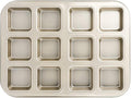 Beasea Brownie Pan with Dividers, 1 Set Gold All Edges Square Cupcake Brownie Pans 12 Cavity Mini Non Stick Baking Carbon Steel Bread Mold Small Edge 3x4 Individual Cutter Sheet Tray for Cake Oven