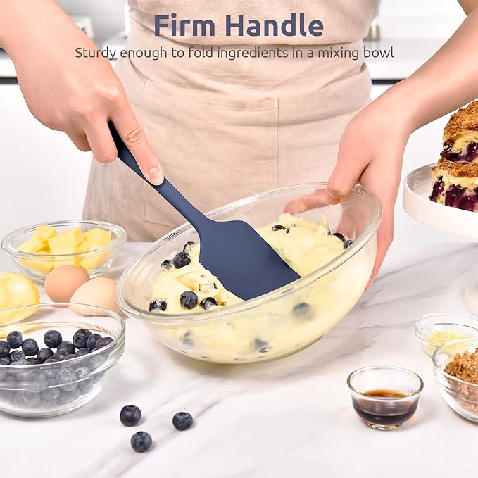 U-Taste 11.38" Silicone Baking Spatula: 480ºF Heat Resistant Food Grade Flexible Rubber Kitchen Bowl Scraper, Seamless Pastry Spreader for Mixing Stirring Scraping in Nonstick Cookware (Midnight Blue)