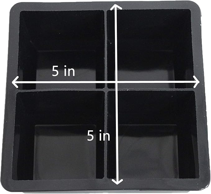 Large Ice Cube Trays Silicone (2.5-Inches) - Whiskey Ice Cube Mold, With Easy Release Ice Cubes for Whiskey and For Cocktail,Food Grade (Black 2 Tray)