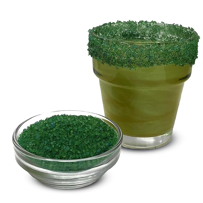 Snowy River Holly Green, Cocktail & Margarita Sugar Rimmer - Vibrant Naturally Colored Sugar for Cocktail Rimming, Baking & Decorating, Medium Crystal - 16oz