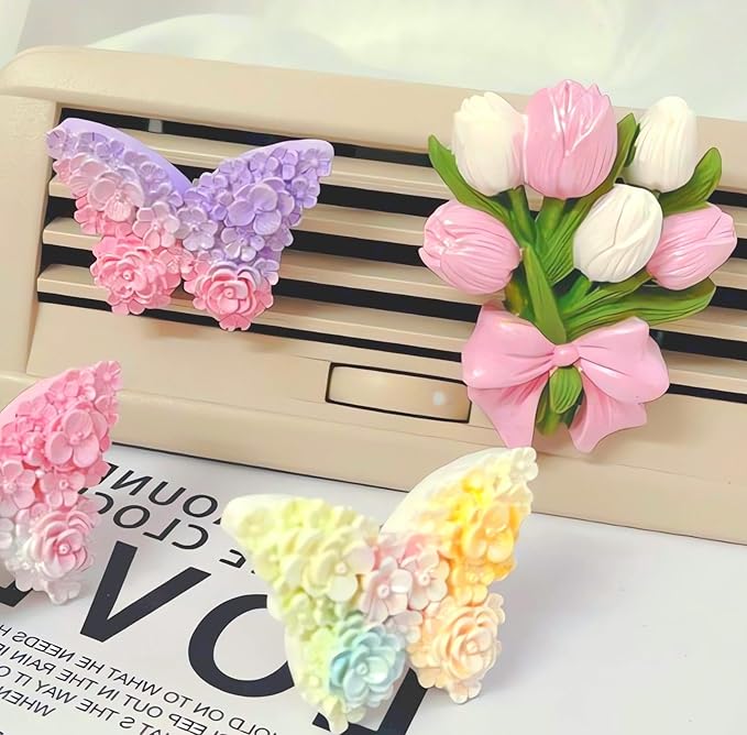 Flower Butterfly Candle Mold, Floral Butterfly Silicone Mold, Tulip Bouquet Flower Resin Mold for Soap Soy Wax Epoxy DIY Handcraft Home Ornaments Wedding Party Decoration