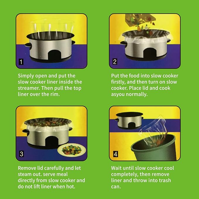 40 Count Disposable Slow Cooker Liners and Cooking Bags | Extra Large Size Fits 6-10 QT Pot, 14"x 22" | Suitable for Oval & Round Pot, BPA Free (2 Pack)