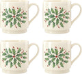 Lenox 853763 Holiday 4-Piece Stackable Mug Set, Christmas Dinnerware, Hosting