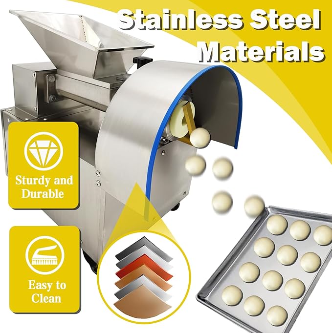 TECHTONGDA Commercial Dough Divider Electric Quantitative Dough Cutter Stainless Steel Dough Ball Maker for Bread Pizza Noodle 1-300g