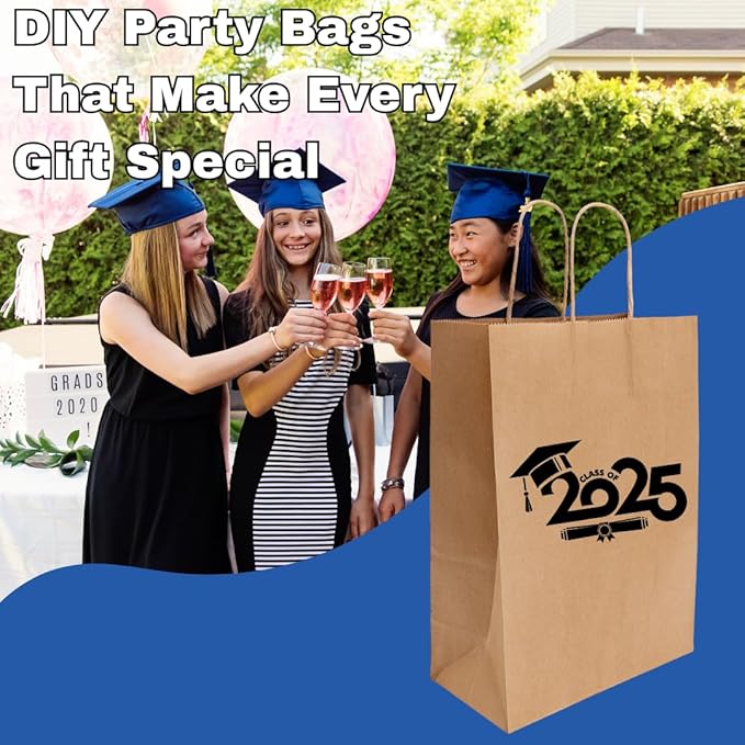 ASSUREPAK DIY Earth Friendly Paper Bags - 60LB - 10"x6.75"x12" - 50 Bags - 90 GSM - Kraft/Natural - Gift Bags for Decorating & Graduation Parties