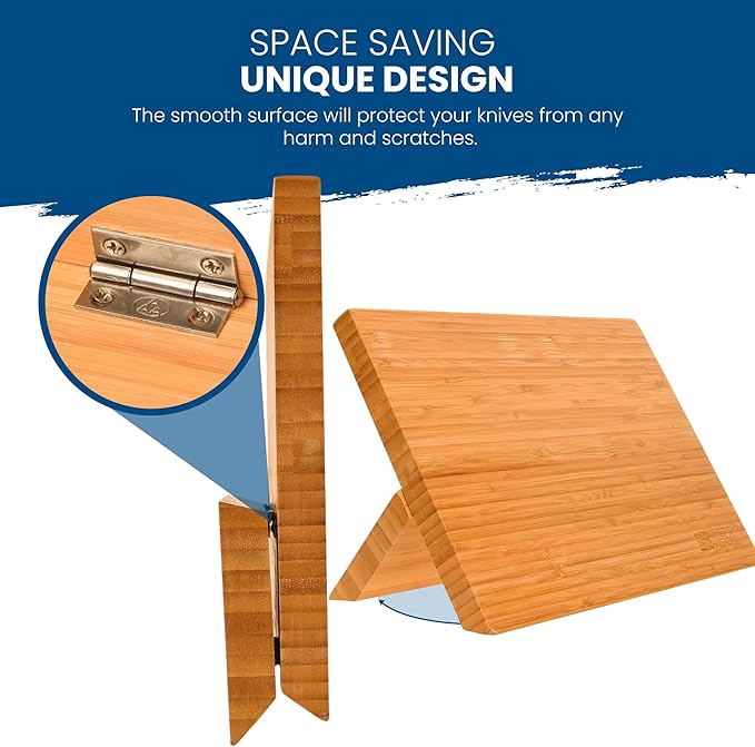 Chef’s Vision Magnetic Knife Block - Bamboo - Stylish Kitchen Magnetic Knife Holder - Elegant Free Standing Knife Display - Ideal for Colorful Knives - Sleek Kitchen Décor - Knife Block without knives