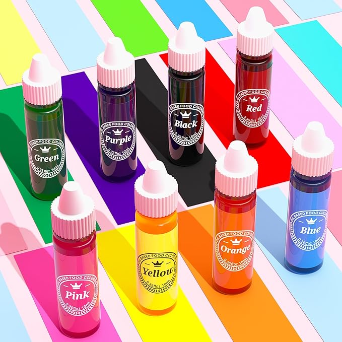 Oil Based Food Coloring for Chocolate, 8 Food Coloring Set for Valentine's Day Cake Decorating - Nomeca Food Grade Edible Food Dye for Baking,Candy Melts Cookies Fondant - .35 Fl. Oz Bottles
