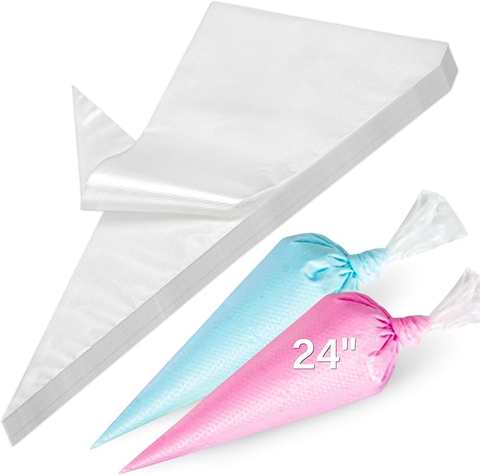 LotFancy 24 Inch Extra Large Piping Bags Disposable, 100pcs Icing Bags, Thickened Bakery Bags, Non-Slip & Anti-Burst, Food Grade Cake Decorating Bags for Dessert, Pastry, Cookies, Cupcake Decorating