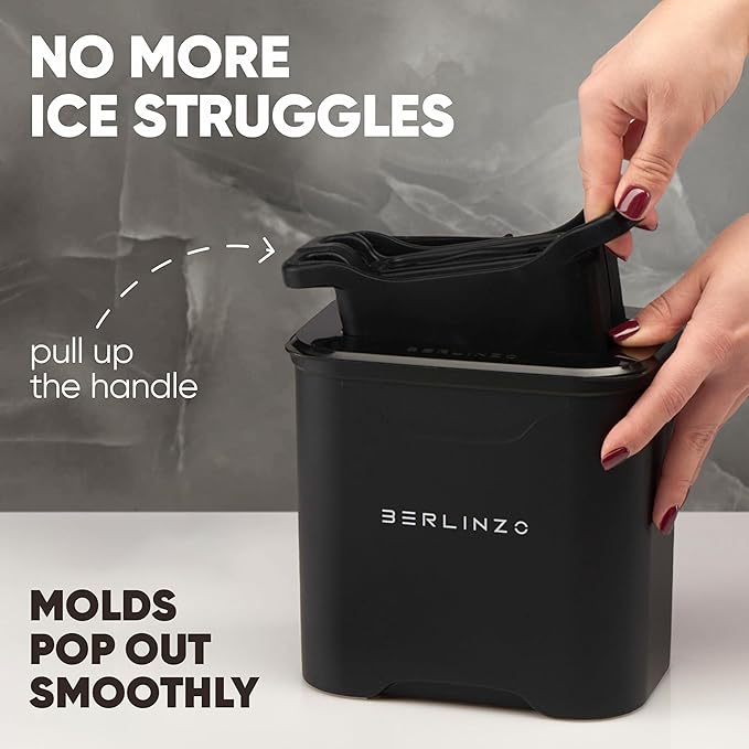 Berlinzo Premium Clear Ice Cube Maker with Conversation Ice Prints – 4 Large 2.1" Crystal Clear Ice Squares – Giftable Idea for Party, Game Night & Just for Fun – Includes Storage Bag (Non-Electric)