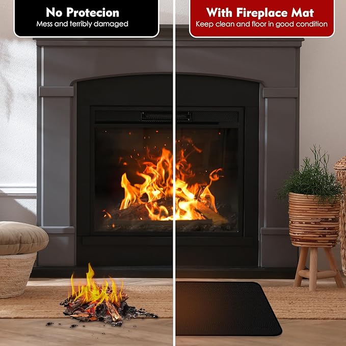 60×42 Inch Under Grill Mats for Outdoor Grill, Hearth Rugs for Fireplaces Fire Resistant, Gas and BBQ Grill Oil-Proof Water-Proof Protector for Decks, Patios and Indoor Grill