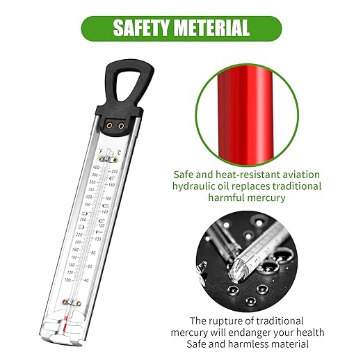 New Candy Thermometer with Pot Clip, Stainless Steel Cooking Thermometer Deep Fry Oil Kitchen Cooking Thermometer with Hanging Hook for Food, Candy Thermometer for Candy Making