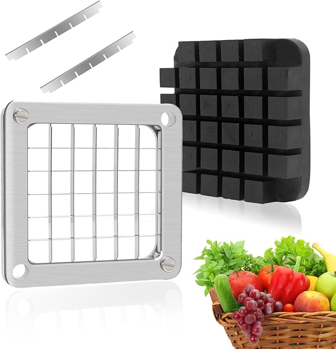 Replacement Chopper1/2‘’ Blade,Commercial Vegetable Chopper Dicer Stainless Steel Blade and Pusher Block for Fruit Cutting Machine Tomato onion French Fries Cutter