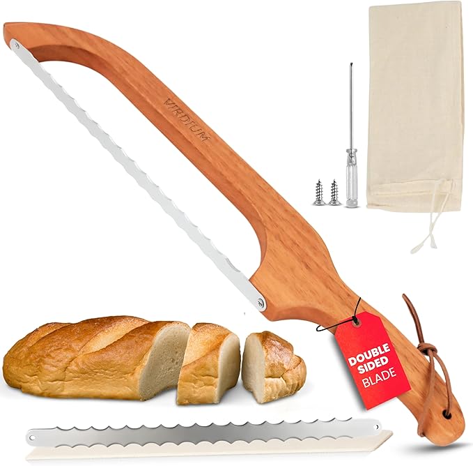 Bread Bow Knife For Homemade Bread Slicer for Homemade Bread 16" Sourdough Bread Dough Tools Knife For Slicing Bagel Wooden Sandwich Cutter Handle Saw manual bread Razor Left Right Hand