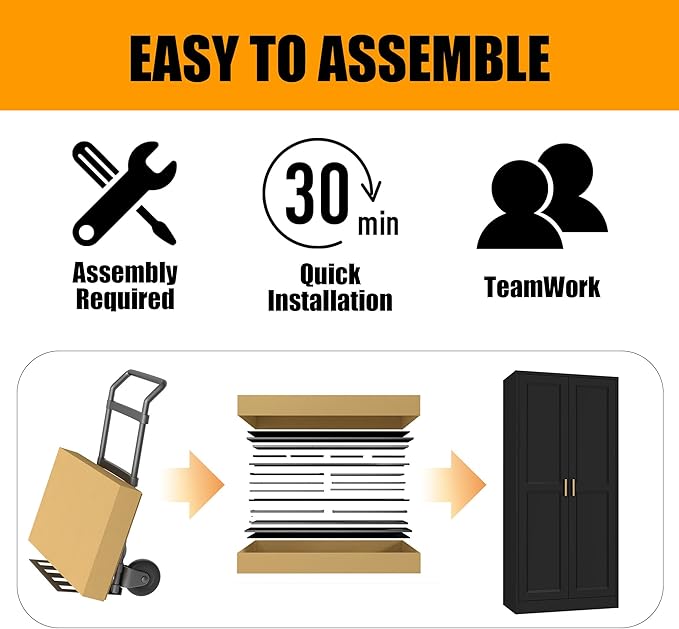 60" Tall Kitchen Storage Cabinet with 2 Doors, Metal Kitchen Pantry Cabinets with 3 Adjustable Shelves, Black Freestanding Food Cabinet, Large Cupboard for Office, Dining, Living Room,Hallway