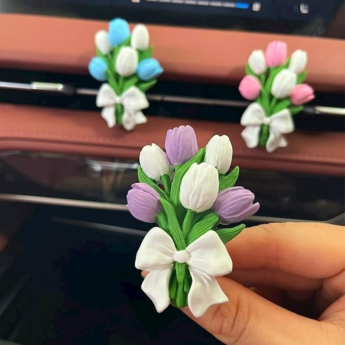 3D 2 Pack Tulip Bouquet Candle Mold, Plant Silicone Mold, Flower Resin Mold for Soap Soy Wax Epoxy DIY Handcraft Home Ornaments Car Air Freshener Home Decoration