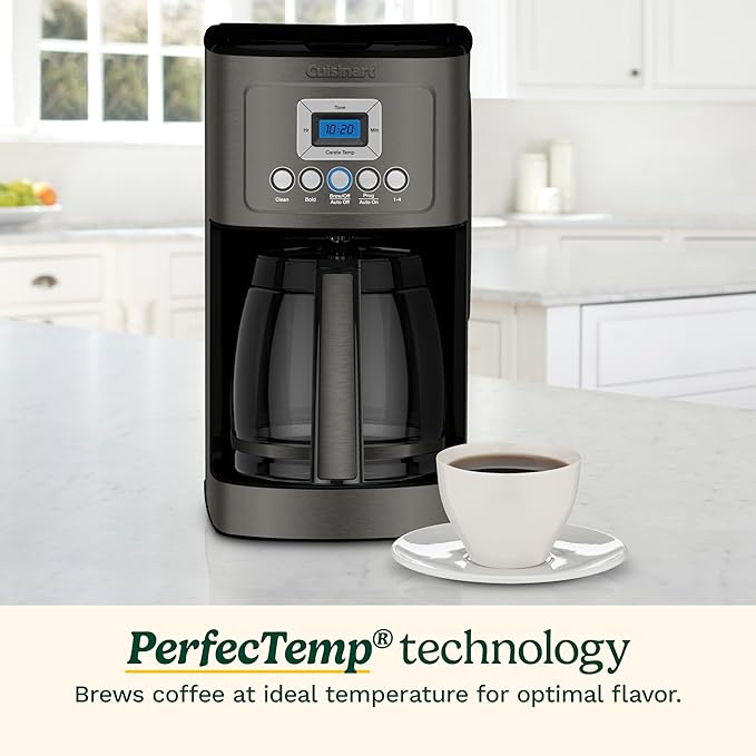 Cuisinart 14-Cup Coffee Maker, Programmable PerfecTemp Glass Carafe Coffee Machine with 1-4 Cup Setting, Brew Strength Control and Brew Pause, Stainless Steel, DCC-3200BKSNAS, Black