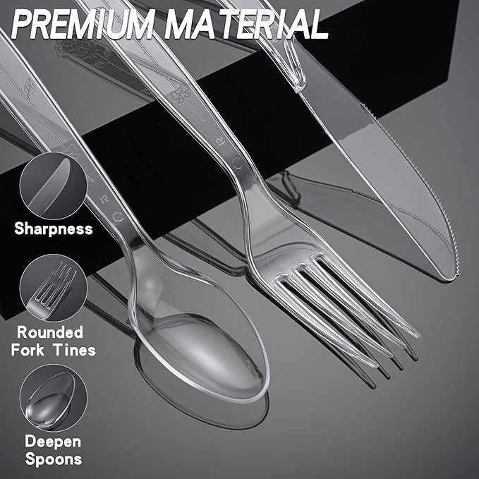 100-Pack Clear Plastic Spoons Disposable BPA-Free Heat Resistant Utensils for Catering & Events -Spoons Heavy Duty Bulk,plastic disposable for Party Supplies