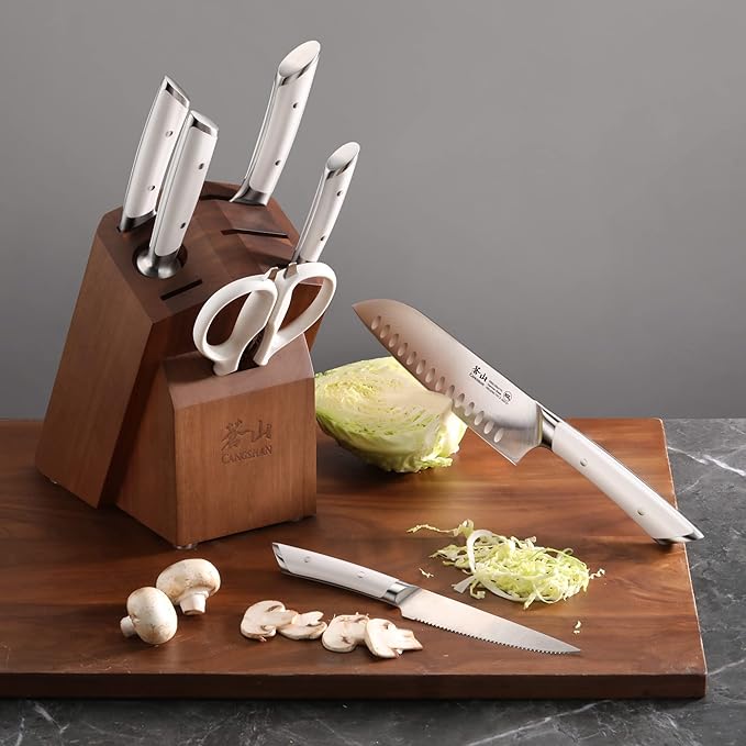 Cangshan HELENA Series German Steel Forged Knife Block Set (8-Piece, White)