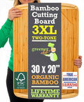 30 x 20 Organic Extra Large Cutting Board with Lifetime Replacements – Wood Bamboo Chopping Board - Wooden Butcher Block Cutting Board for Carving Turkey, Grilling Brisket and BBQ - by Greener Chef
