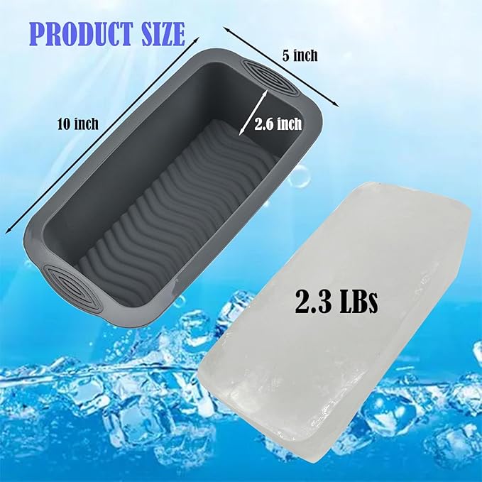 6Pcs Extra Large Ice Block Mold, YINOWON Large Silicone Ice Molds for Ice Bath, Large Ice Cube Molds for Cold Plunge Or Coolers, Ice Tray for Bath (6pcs Gray)