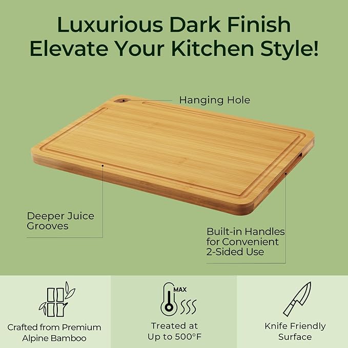 4-Pcs Natural Wood Cutting Board Set Kitchen Tools with Juice Groove, Wooden Chopping Board for Meat, Fruit, Vegetables & Cheese (Pre Oiled, Natural)