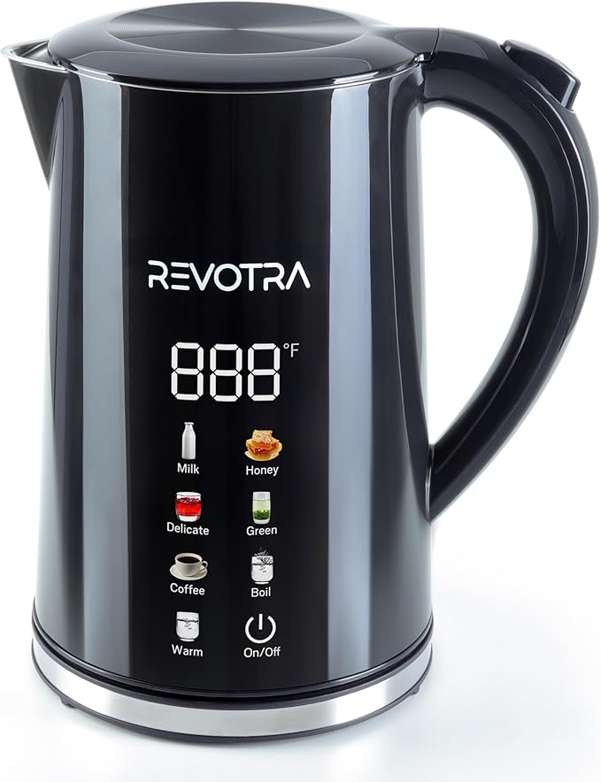 1.7L Electric Kettle, Stainless Steel Interior, 1500 Watt, Fast Boiling Water Boiler, LED Display, Temperature Control, Keep Warm, Auto Shut-Off, Boil-Dry Protection, Double Wall Cool Touch, Cordless