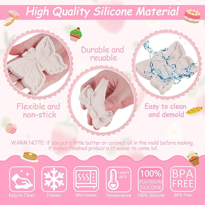 1Pcs 3D Butterfly Silicone Mold, Non-Stick Butterfly Cake Decoration Fondant Molds, for Kitchen Baking, Chocolate, Candy, Biscuits, Flower Paste, Resin Mold, Clay Modeling, Home Decor