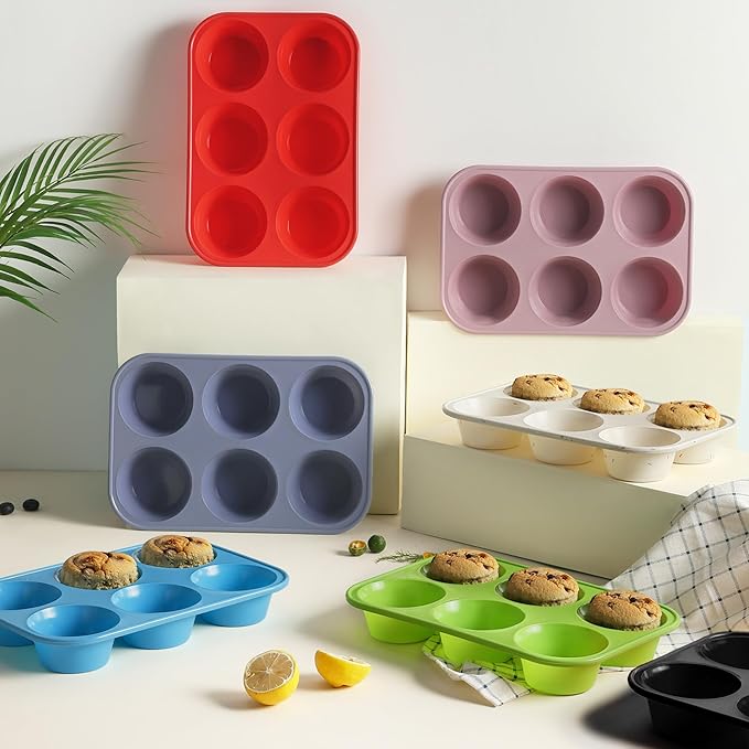 2 Pack 6 Cups Silicone Jumbo Muffin Pan with Metal Reinforced Frame Silicone Molds Mother Day Best Mama Mommy Bonus Mom Ever Mother In Law Gifts Step Mom Stepmom Grandma Gigi Granny Nana Present