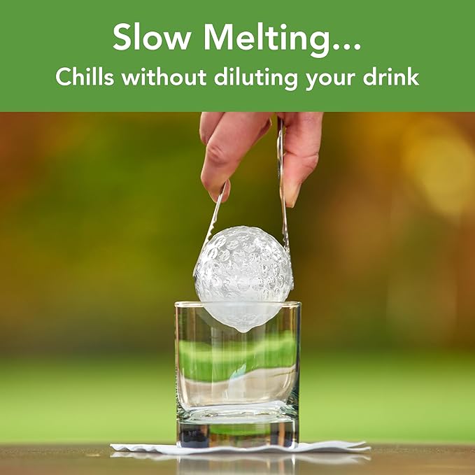 Tovolo Craft Ice Molds – Golf Ball Shaped Ice Spheres for Whiskey, Bourbon, Cocktails, Gifts & More – Pack of 2 Stackable Sports Molds with Leak-Resistant Lids, BPA-Free Silicone, Dishwasher-Safe