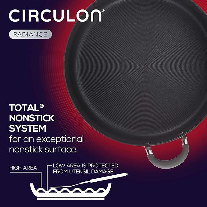 Circulon Radiance Hard Anodized Nonstick Frying / Fry Pan Set / Skillet Set - 8.5 Inch, 10 Inch, and 12.25 Inch , Gray