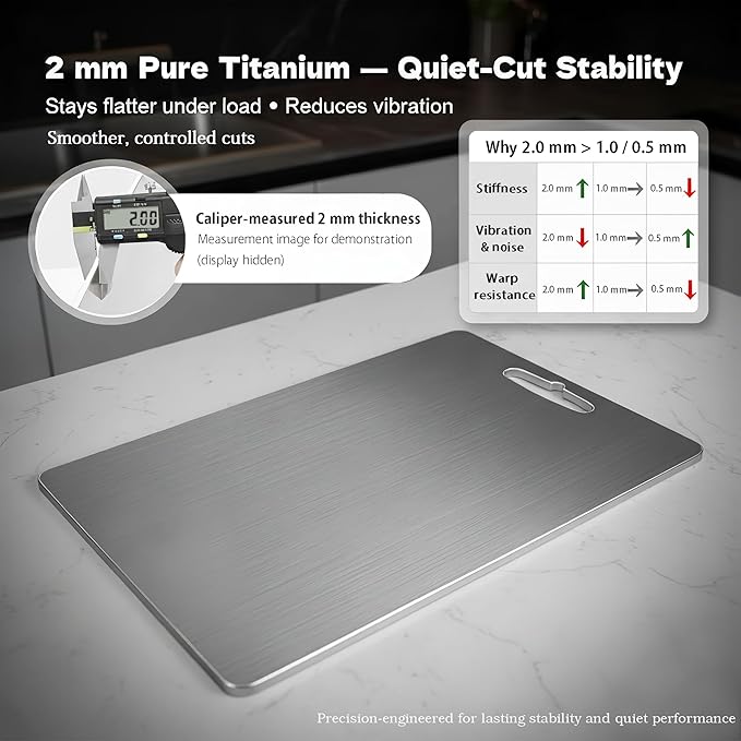 Large Titanium Cutting Board 18x12-2 Mm, 100% Pure Titanium Cutting Boards For Kitchen, Stays Flat & Odor-resistant, Non-porous, Dishwasher-safe, Reversible - Multi-use: Pastry, Prep & Serve, Bbq.