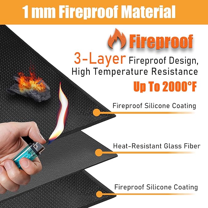 TOHONFOO 90 x 48 in Extra Large Grill Mat for Outdoor Grill - Grilling Mats for Outdoor Grill to Protect The Deck, Patio, Pavers - Easy to Clean BBQ Mats - 1mm