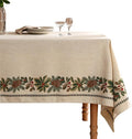 ISAENNE Designer Christmas Linen Square Tablecloth,Light Beige Western Elegant Table Cloth,Fall Wrinkle Resistant Decor Tablecloths for Dining Thanksgiving Kitchen Christmas,67"*67"-Carol G