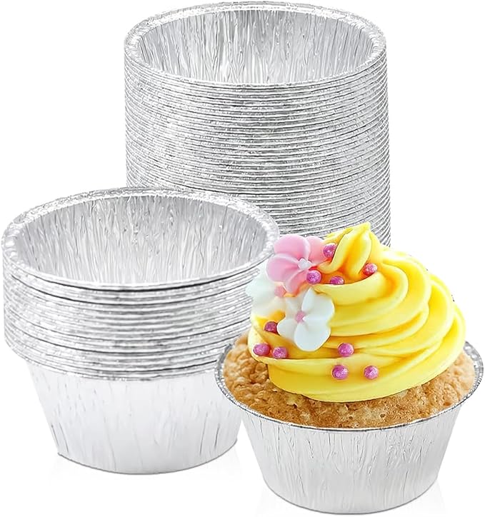 Angel's Peel Lounge Disposable Ramekins - Durable cup cake pans for baking - Aluminum Foil Ramekin for Tart, Appetizer-Utility, Muffin, Souffle, or Creme Brulee – 4 oz – pack of 50