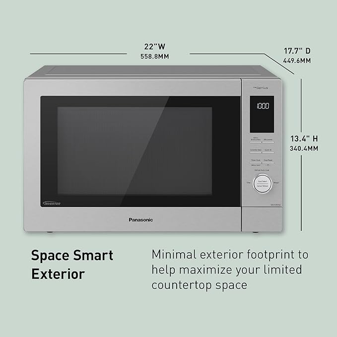 Panasonic HomeChef 4-in-1 Countertop Microwave Air Fryer Combo, Time-Saving 20 Presets + App-Linked Recipes, 1000W 1.2 cu ft Inverter Multi Oven & Convection Tech – NN-CV87QS Stainless Steel