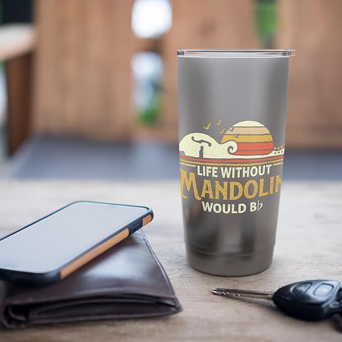 Life Without Mandolin - Bluegrass Music Mandolinist Stainless Steel Insulated Tumbler