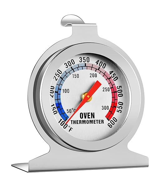 in Oven Thermometer for Grill Smoker BBQ 50-300°C/100-600°F, Instant Read Precision Stainless Steel Electric/Gas Oven Thermometers, Analog Thermometer Gauge for Kitchen Cooking Baking