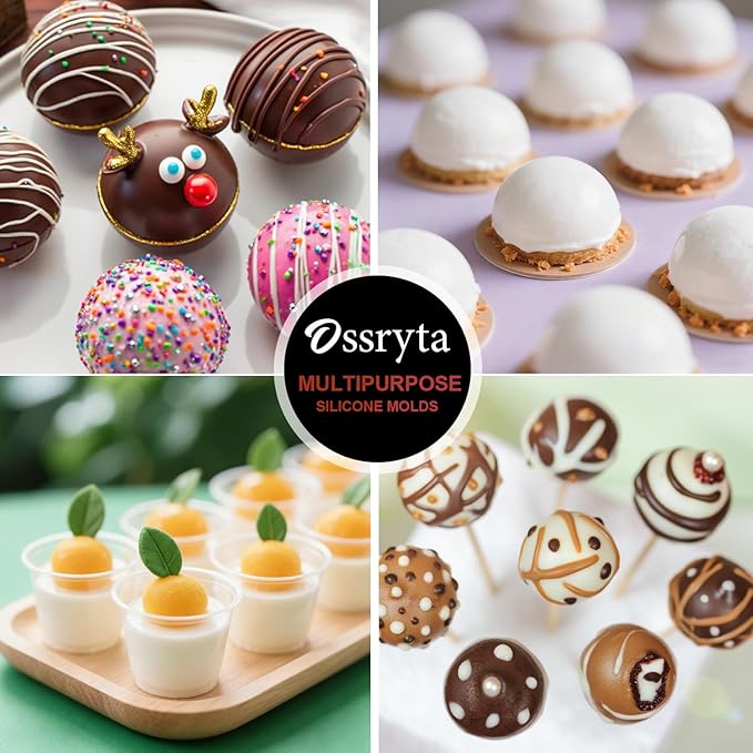3Pcs Semi-Sphere Silicone Molds - Half Sphere Baking Mold Set for Chocolate Bombs, Dome Cakes, Candy, Jelly & Mousse - Reusable Non-Stick Chocolate Mold (6/15/24-Cavity)