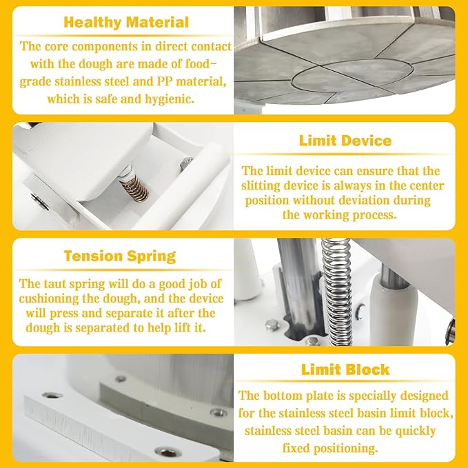 TECHTONGDA Commercial Dough Divider Rounder Machine Manual 10PCS Dough Cutter Hand Press Bread Bakery Dough Dividing Machine