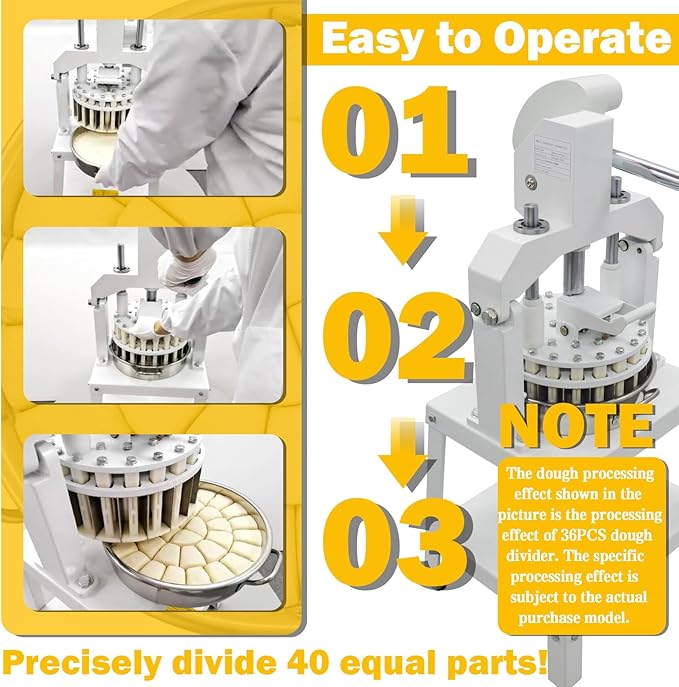 TECHTONGDA Commercial Dough Divider Manual 40PCS Dough Dividing Machine 0.95-5.08oz Hand Press Dough Pastry Cutter Bread Maker Bakery Tool