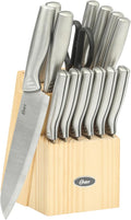 Oster Eckert 15 Piece High Carbon Stainless Steel Knife Block Set W/Wood Block - Cuchillos Para Cocina