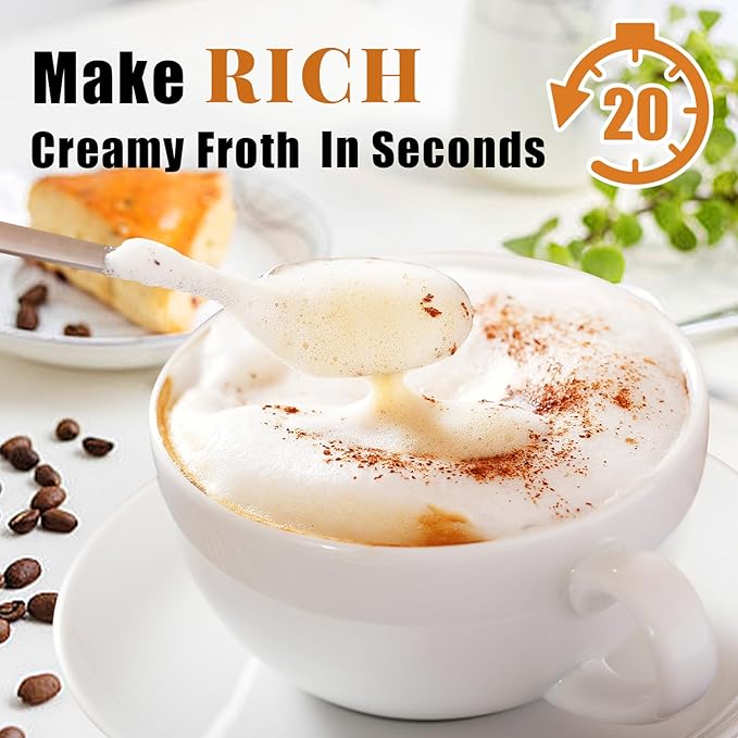 Nahida Black Milk Frother Wand for Coffee, Frother Handheld Rechargeable Electric Whisk Drink Mixer with 3 Heads 3 Speeds Coffee Frother Electric Stirrer For Latte, Cappuccino, Hot Chocolate