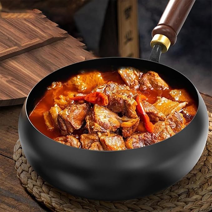 Jinswhdre Cast Iron Skillet, 9.5/11in Jinswhdre Japanese Irons Pan, Hand Forged Uncoated Iron Pan with Lid Spatula, Non-stick Wok for Cooker Gas Stir Fry Pans Durable and Rust-Free (Glass Lid,11in)