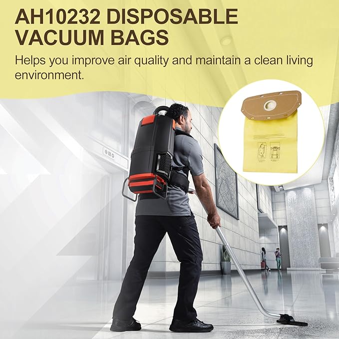 AH10232 Type CB1A Allergen Filtration Backpack Vacuum Bag Fit for Hoover Backpack Vacuum CH34006, CH93600, and CH93619(5 Pack)