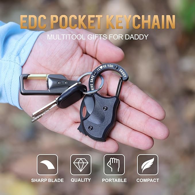 Gifts for Dad Fathers Day, Fathers Day Dad Gifts, EDC Box Cutter for Camping Hiking Fishing, Birthday Gift Ideas for Daddy, EDC Tool Gift from Daughter Son